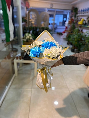 MAV� & BEYAZ PAPATYALI BUKET 